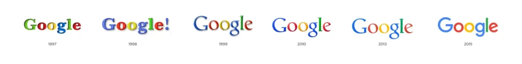 évolution logo Google de 1997 à 2005