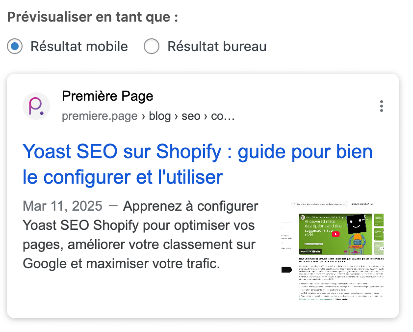 apparence résultats recherche yoast seo