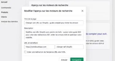 changer URL shopify