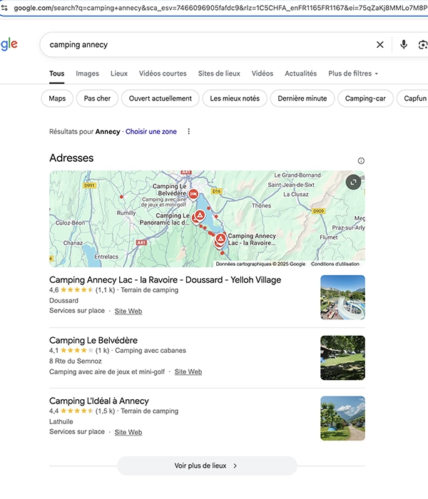 référencement pour le camping