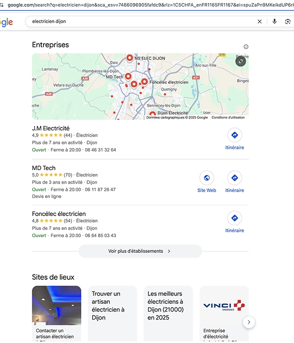 map agence seo électriciens