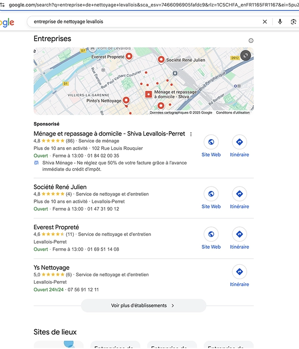 map agence seo entreprises de nettoyage