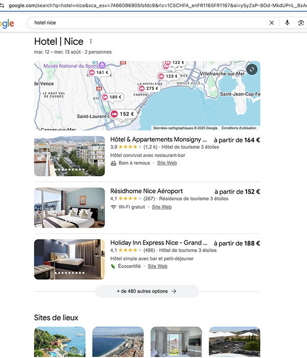 map agence seo hôtels