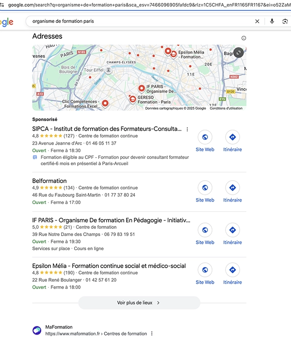 map agence seo organismes de formation