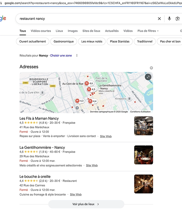 map agence seo restaurants